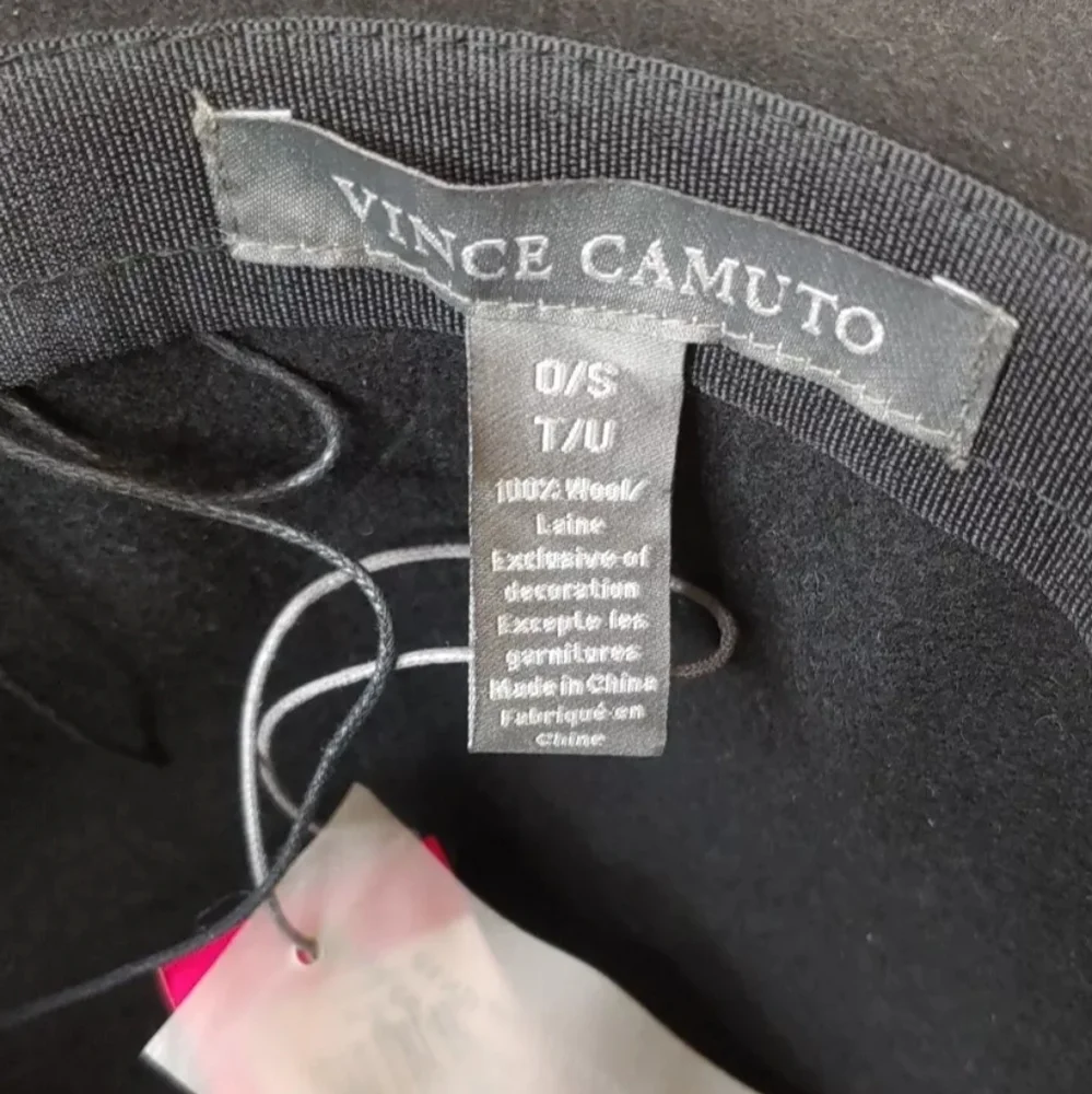 Vince Camuto Floppy Wool Hat Black Tasseled Chain Country Boho Coastal One Size